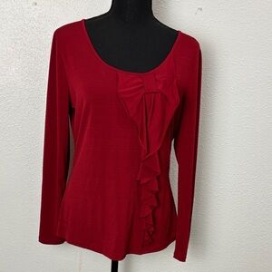 687 NWOT EAST 5th Elegant Red Ruffle Women's Top. SzM